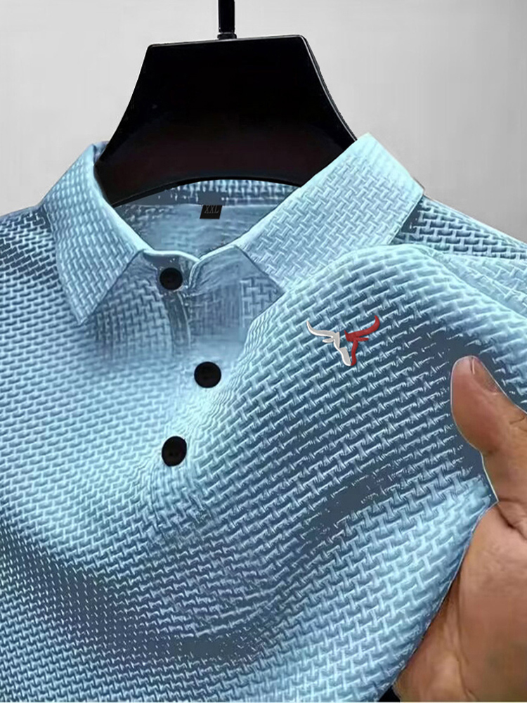 T-shirt estiva a maniche corte da uomo con risvolto in seta ghiacciata, top da uomo