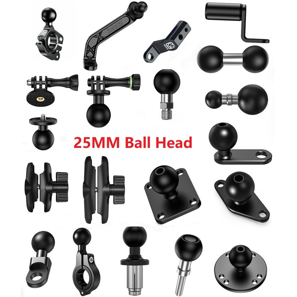 1 Inch Bóng Đầu Mount Adapter Xe Đạp Xe Máy Tay Cầm Kẹp Gương Chiếu Hậu Chân Đế Cho GoPro 10 9 8 Camera MTB RAM Gắn
