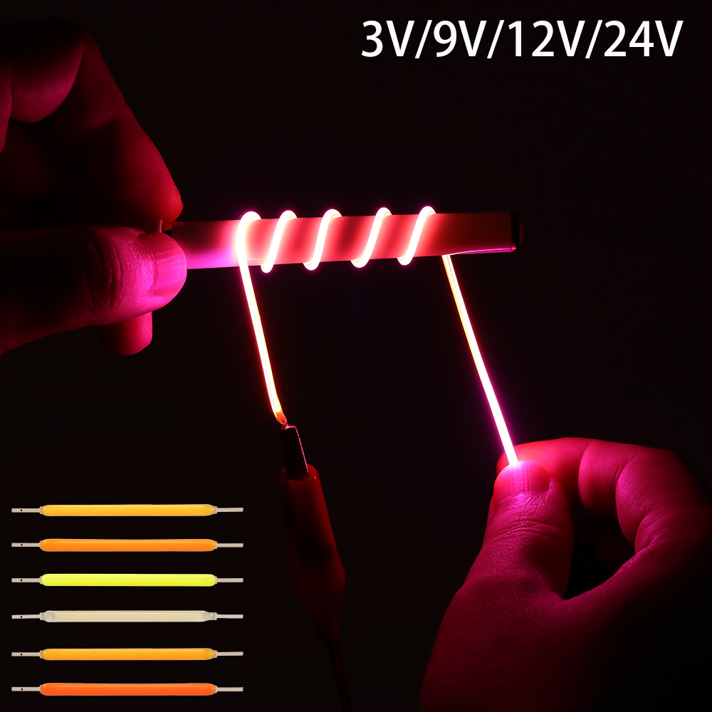 Filamento LED Flexible de 2mm, 3V/12V/24V para bombilla Edison DIY, 1200mm, 600mm, 30mm, púrpura, rosa, azul, rojo, blanco cálido