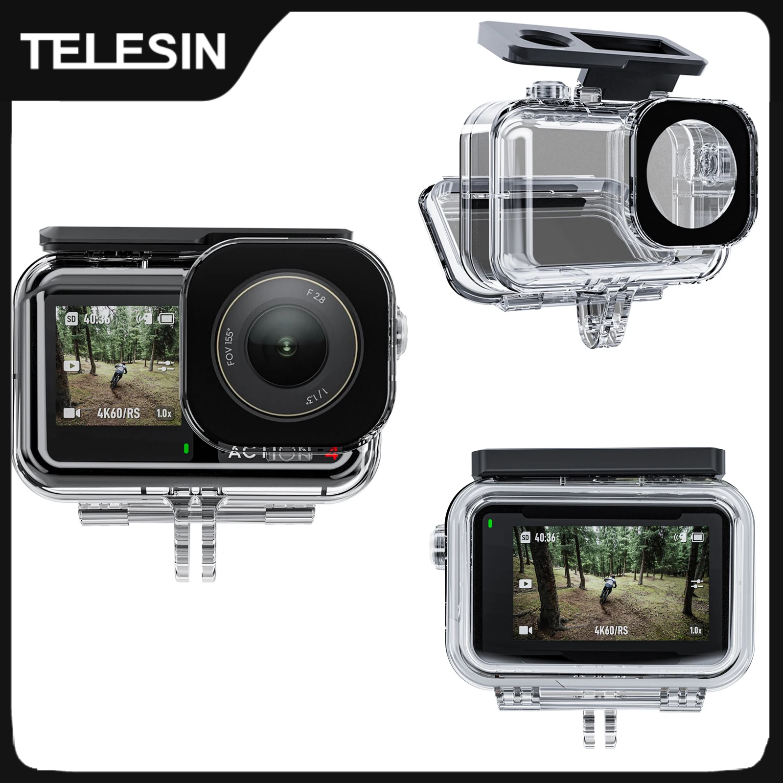 Водонепроницаемый чехол TELESIN 45 м для DJI OSMO Action 3 4 5Pro, чехол для подводного дайвинга, высокопрочный защитный чехол