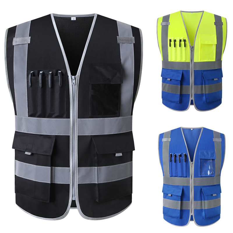 Hi Vis рабочий жилет строительный жилет спецодежда одежда рабочий жилет черный жилет с несколькими карманами