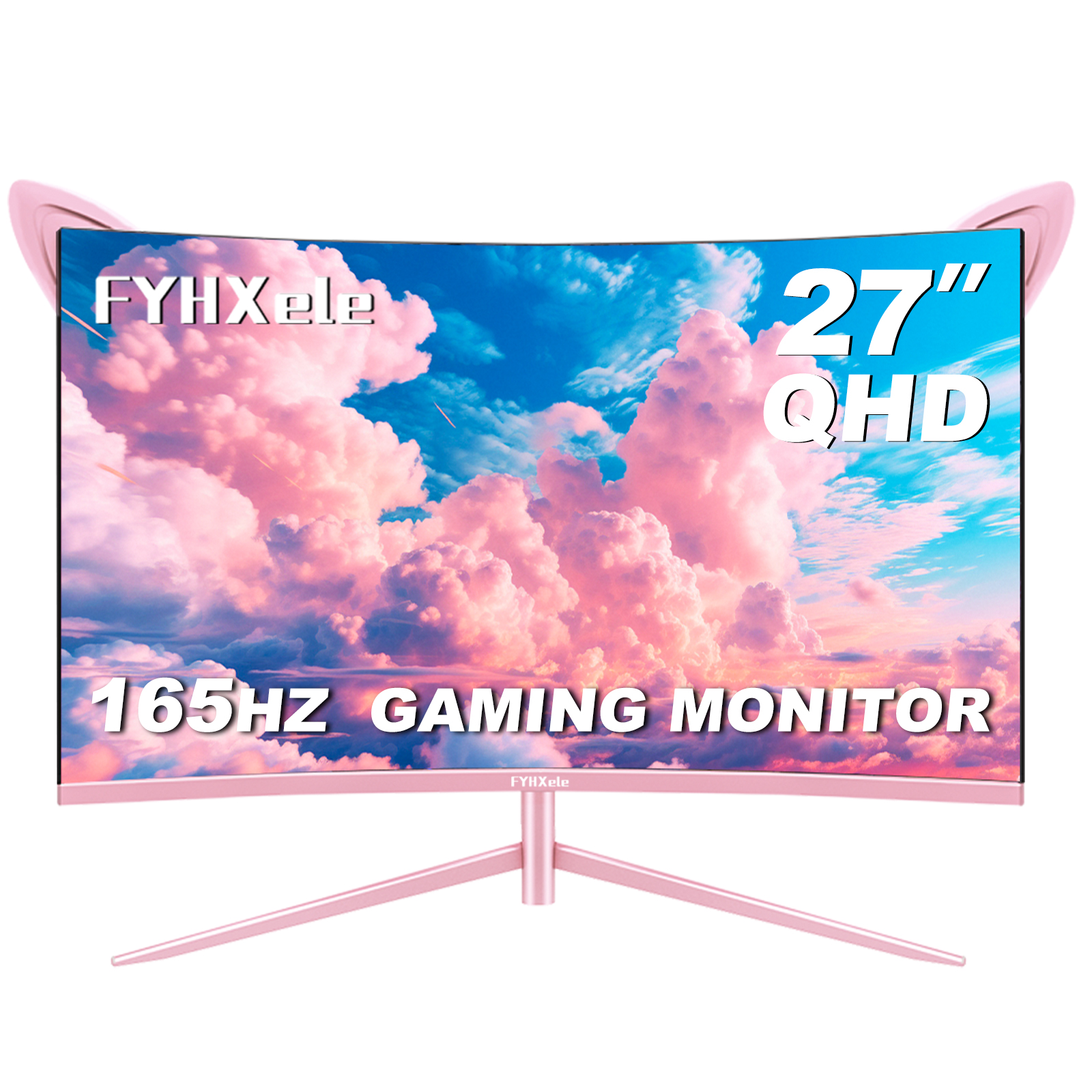 Monitor game 27 inci, Monitor Gaming QHD 165hz 1800R HDR10 gratis sinkronisasi layar Desktop 1ms GTG dengan speaker Tilt dapat disesuaikan