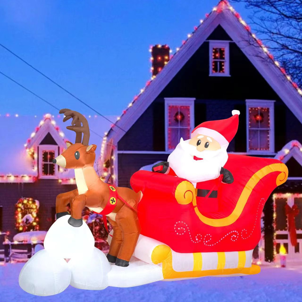 Kerst Opblaasbaar 1,5M Kerstman Rijden Slee Rendier Ingebouwde LED Binnen Buiten Leuke Decoratie Yard Garden Holiday Party