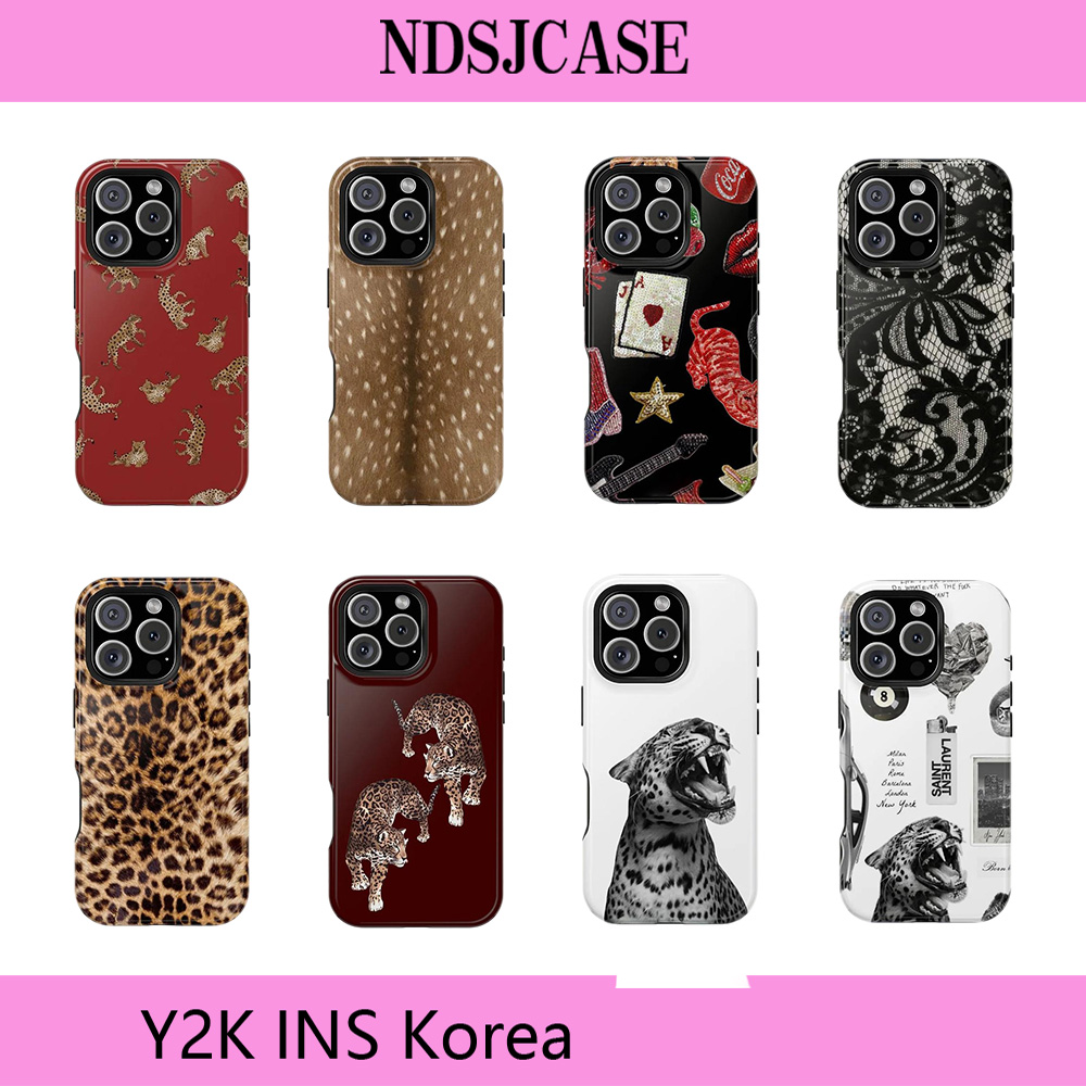 Custodia per telefono di lusso Clmj Lacey nera Roar per iPhone 17 16 15 14 13 12 11 X XS XR Air Pro Max Plus, cover posteriore a doppio strato