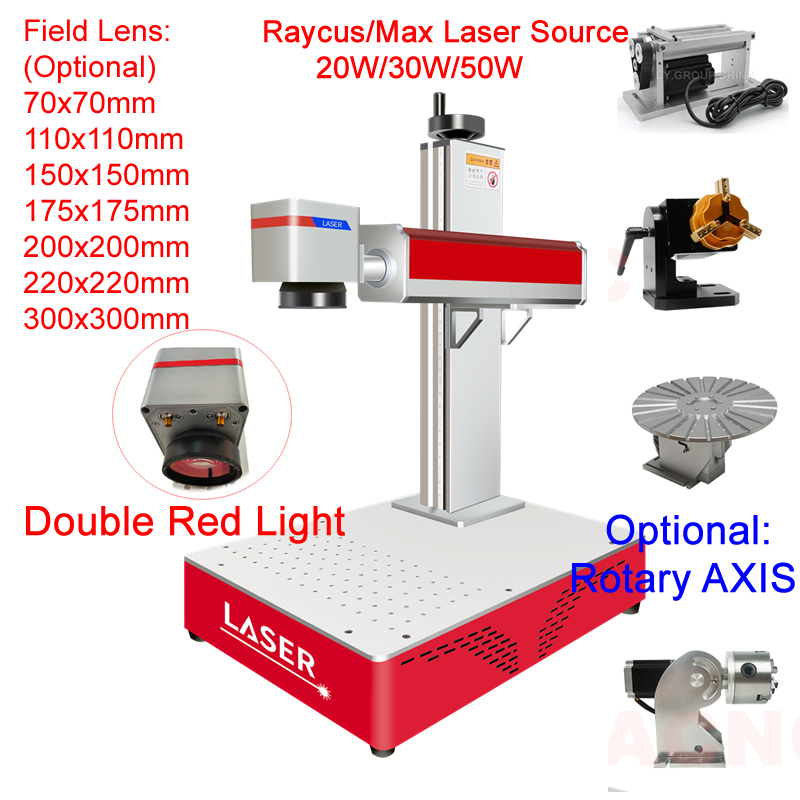 Máquina de marcação a laser de fibra raycus 50w, 30w, gravador a laser, placa de identificação, escultura em metal para pvc, plástico, aço inoxidável