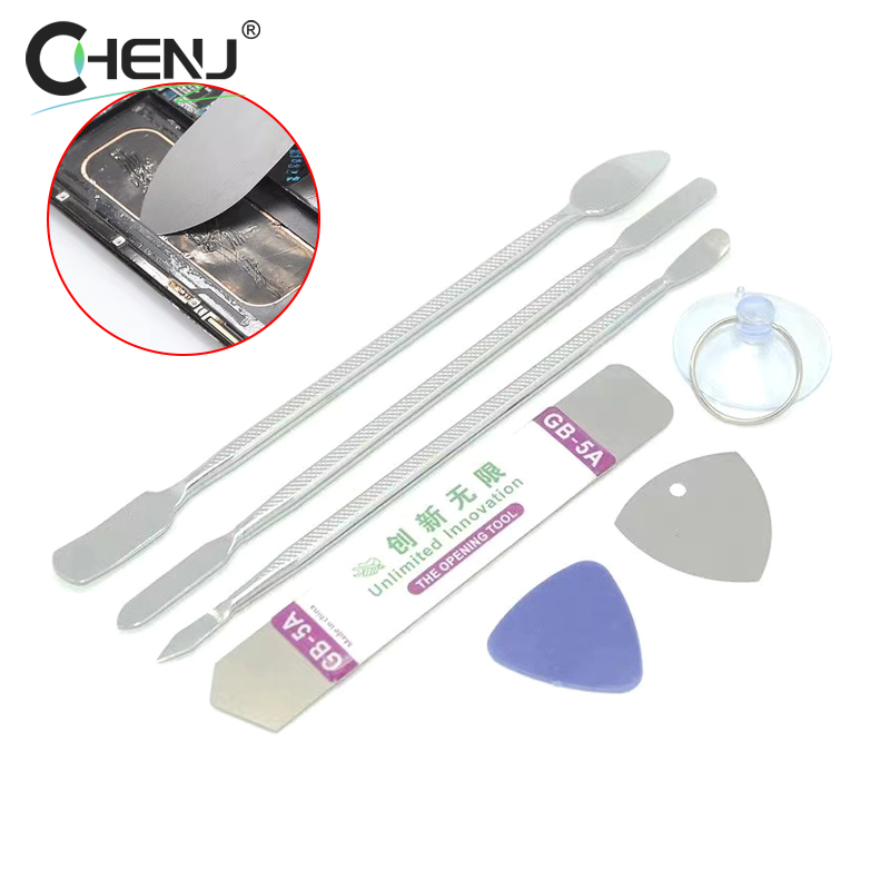 Kit de Spudger de Metal de 7 piezas, herramienta Universal de apertura para reparación de teléfonos móviles, palanca de acero para desmontar teléfonos móviles