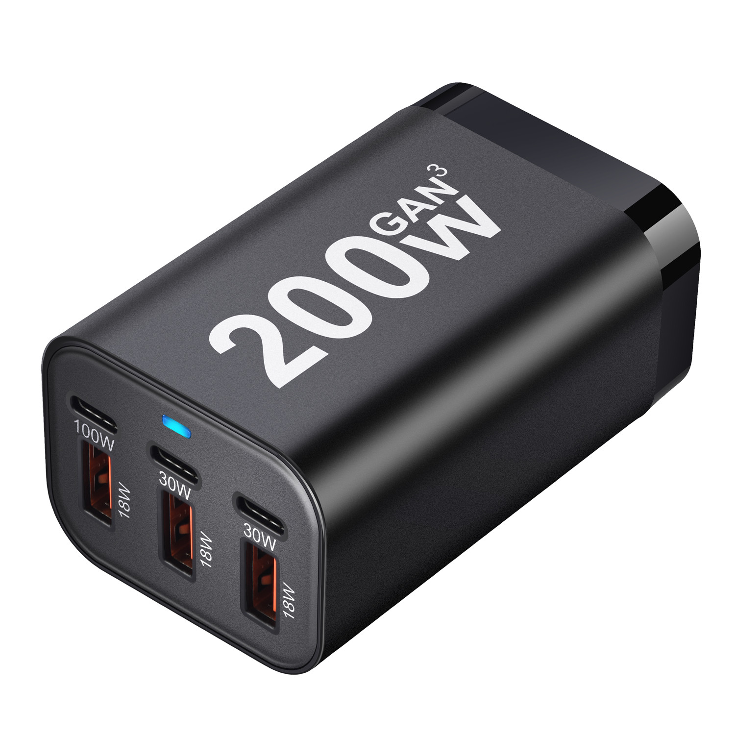 USB C rápido 200W 6 puertos de carga rápida GaN cargador adaptador de corriente para iPhone 14/13/12 Series, Samsung Galaxy S23/S22/S21