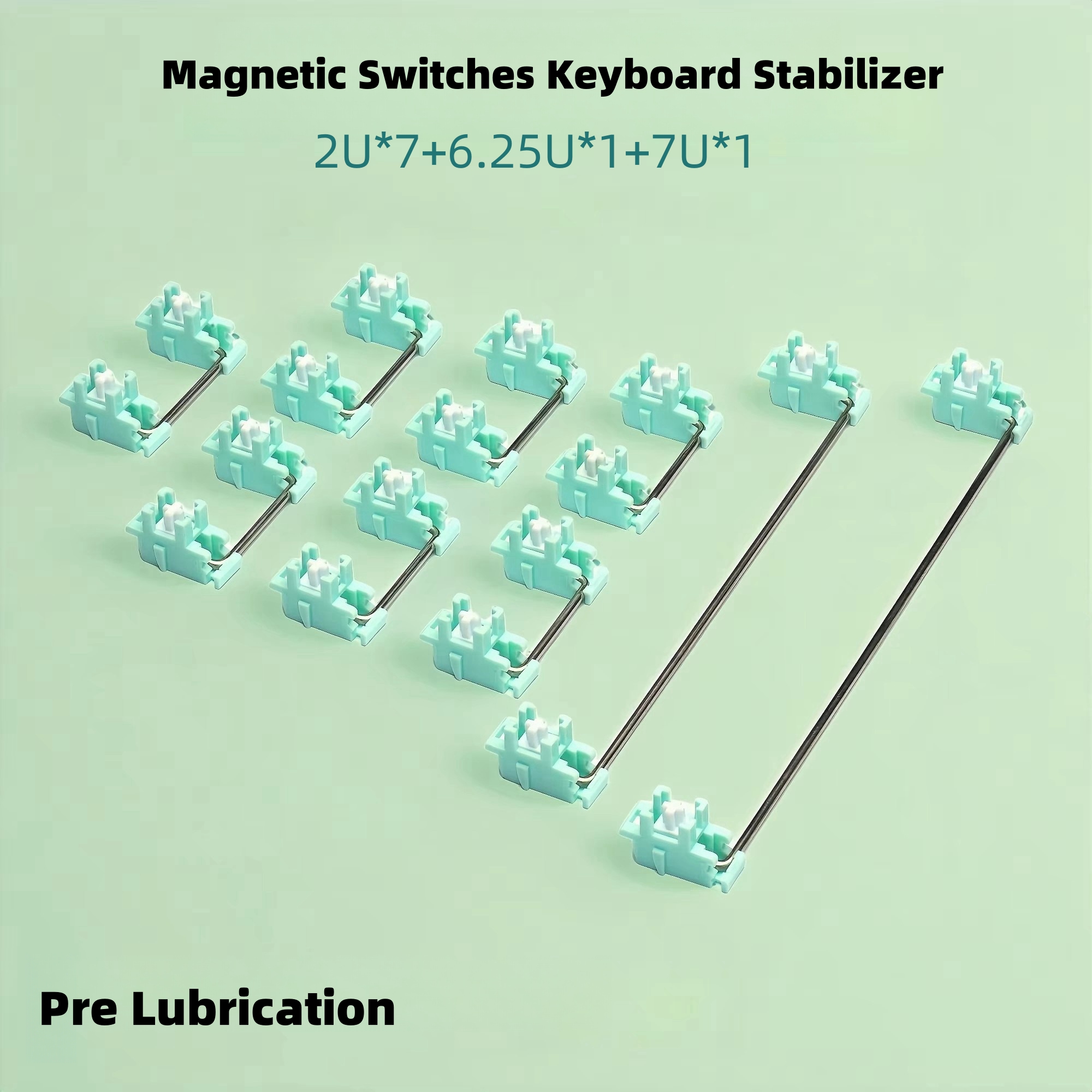 Pelat Giok Magnetik dengan Stabilisator Terpasang Pra-Lubrikasi untuk Keyboard Mekanik Magnetik 2U*7+6.25U*1+7U