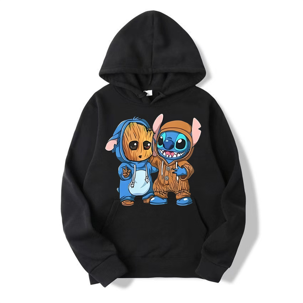 Disney Stitch hombres pulóver dibujos animados Anime mujeres sudaderas con capucha 2024 nuevo Casual Otoño Invierno pareja sudaderas de gran tamaño ropa Tops