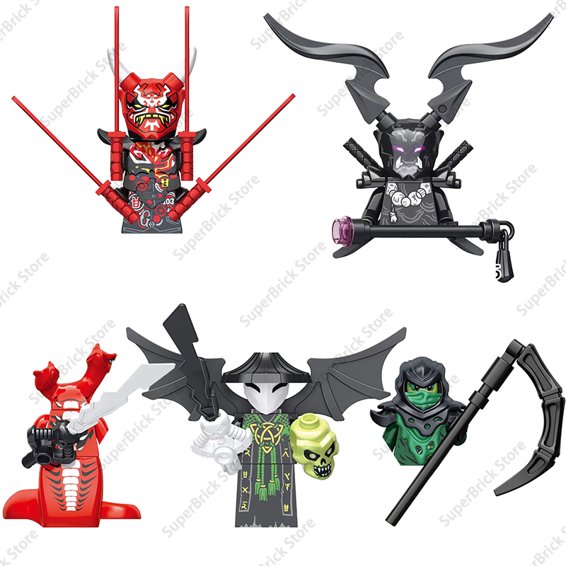 Mini figura de acción Ninja de dibujos animados para niños, modelo de bloques de construcción, muñeca de juguete clásica, colección de personajes, ladrillos, regalo de cumpleaños