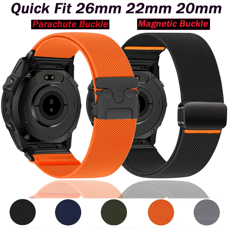 Quick Fit 26mm 22mm 20mm Nylon Strap for Garmin Quatix 8 Fenix 8 Tactix8 43/47/51mm Fenix E/7/7X/7S Pro Instinct 3 Bracelet Band