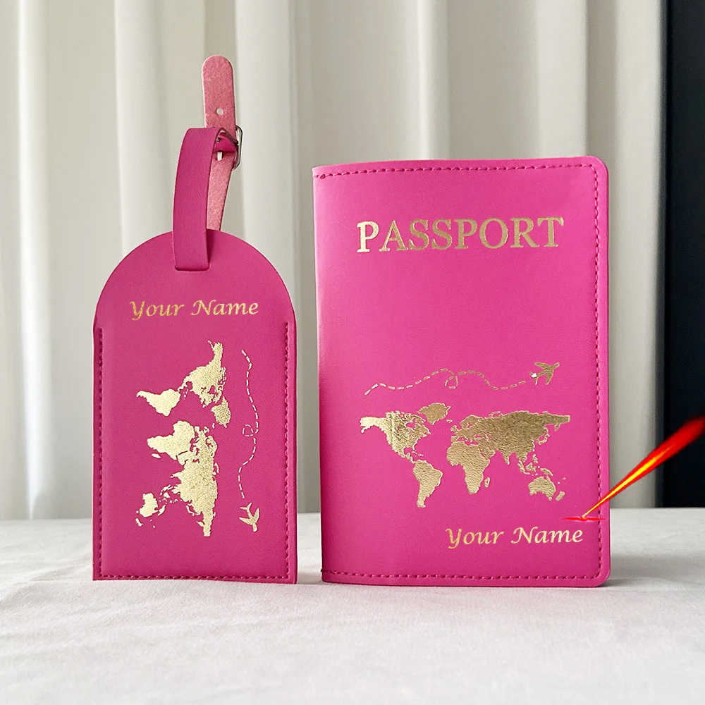 Capa Para Passaporte Personalizada com mapa europeu, capa de passaporte personalizada, etiquetas da bagagem, organizador da carteira do curso, acessórios do curso