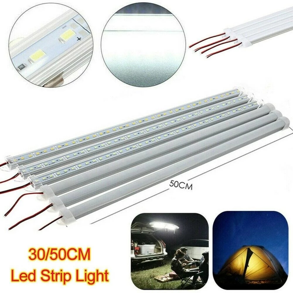 5 uds 18CM 30CM 50CM 12V 24v tira de luz LED para debajo del gabinete de cocina barra dura dura lámpara de tubo de armario blanco cálido blanco natural 4000k