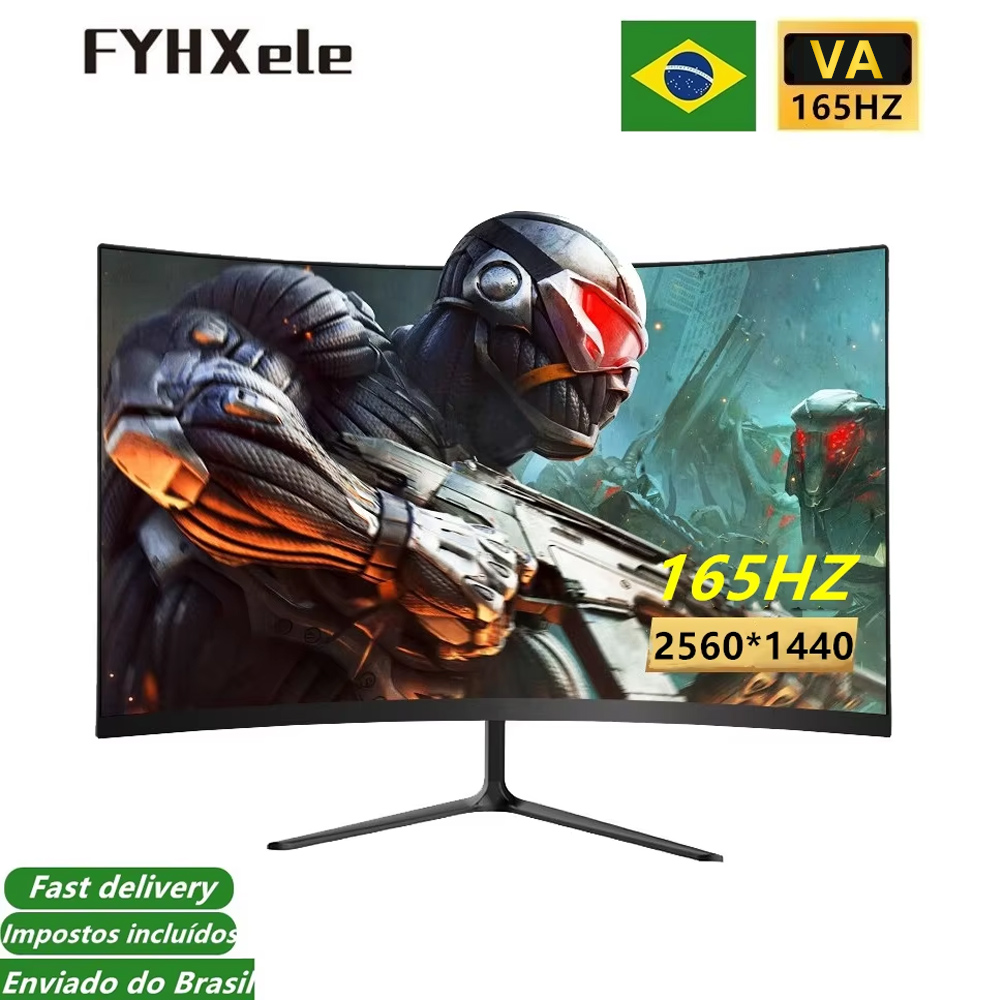 27 Polegada 1K/2K 165hz Curvo Gamer-monitoren 10Bit LCD-schermen voor desktop 1MS DP Suporte G-Sync Free-Sync Taxas inclu Museum