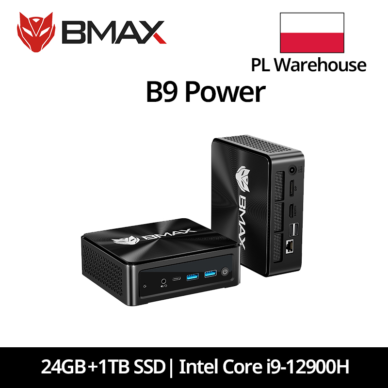 BMAX B9 Power Mini PC Intel Core i9-12900H 14 Cores Max 5,0GHz 24GB RAM 1TB SSD WiFi 6 Bluetooth HDMI USB DP