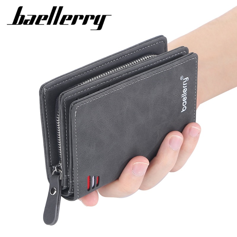 Кошельки мужские кожаные Baellerry: короткие, на молнии, в стиле хипстер, с отделениями для кредитных карт, винтажные, с монетницей