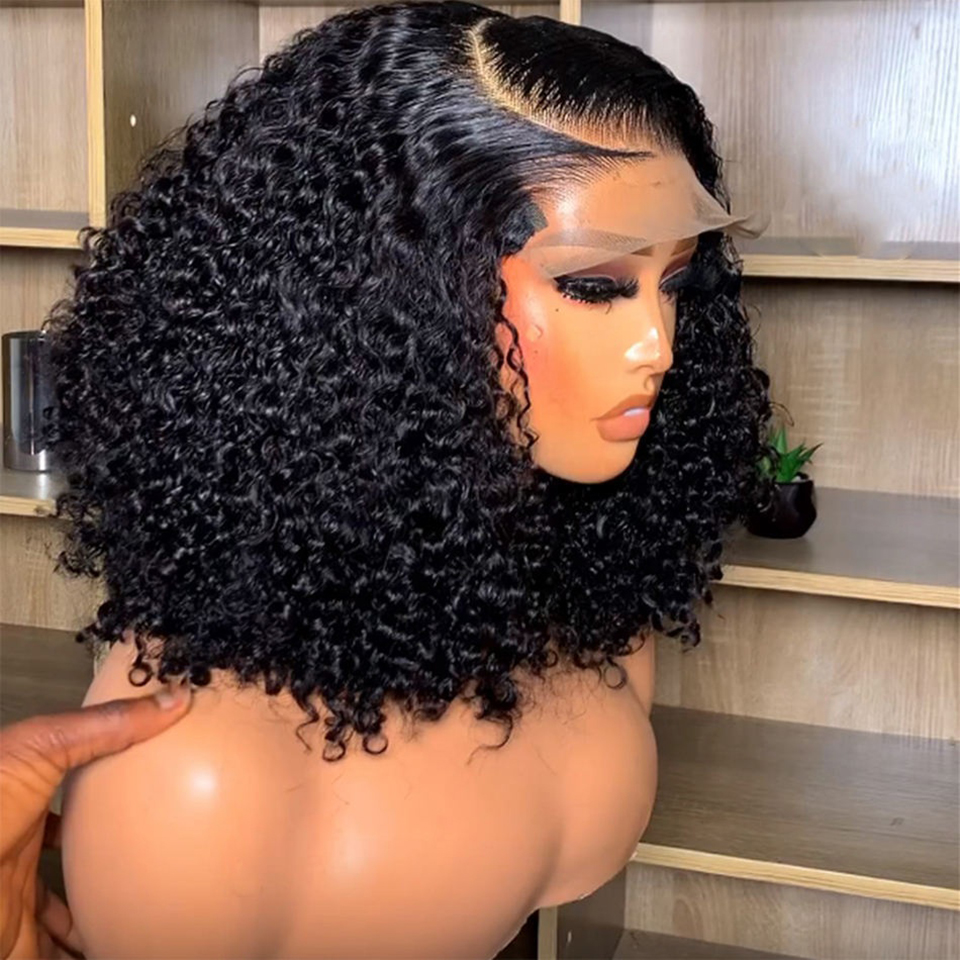 Birmanês Curly Bob Peruca, Brasileiro Jerry Curly Peruca, Cabelo Humano, Perucas Glueless, Natural HD Lace Frontal Perucas, Peruca Frontal Curta, 13x6