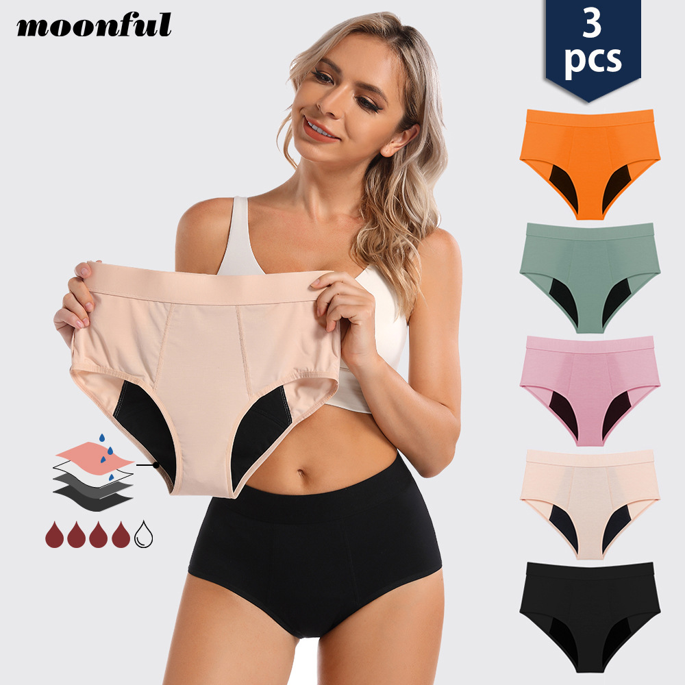 3 Cái/gói Phụ Nữ Thời Kỳ Quần Lót 4 Lớp Tre Cao Cấp Kinh Nguyệt Quần Lót Cho Thời Kỳ Nặng Thấm Hút Culottes Menstruelles