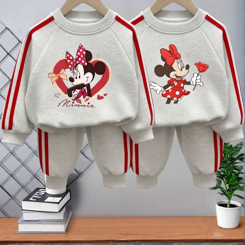 2026 primavera novo estilo meninas casuais agasalhos crianças o pescoço hoodies e calça longa duas peças crianças lado listra conjuntos de calças
