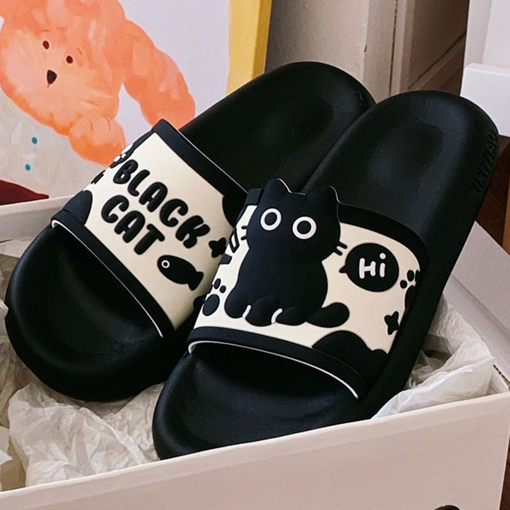 Zapatillas de suela gruesa para mujer, sandalias con diseño de animales con personalidad, sandalias de interior para baño y playa, zapatos de pareja de verano