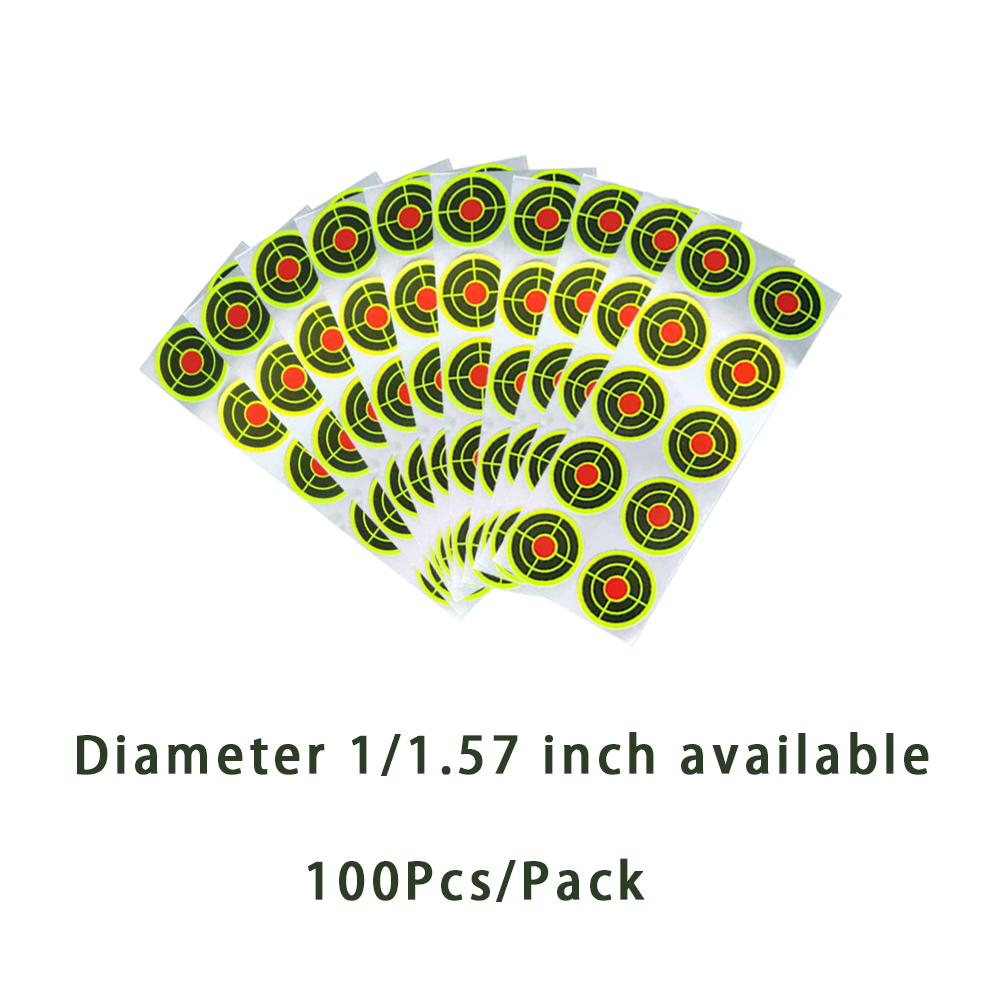 100 Pcs/pack, 1-inch or 1.57-inch Diameter Shooting Practice Small Target Paper Replacement Bullseye Stickers