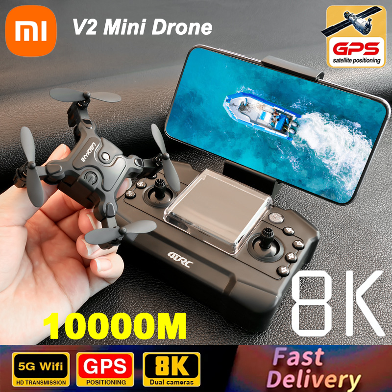 XIAOMI V2 Mini Drone 8K HD cámara FPV RC Drones Profesional RTF Quadopter plegable evitación de obstáculos Drone WiFi juguete 10000M