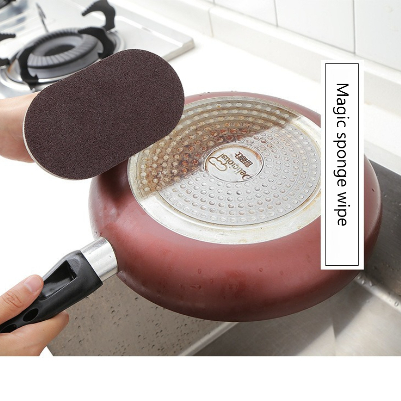 Emery Sponge Wipe with Handle, Pot and Bowl Cleaning and Decontamination, Black Dirt on The Bottom of The Pot, Rust Removal