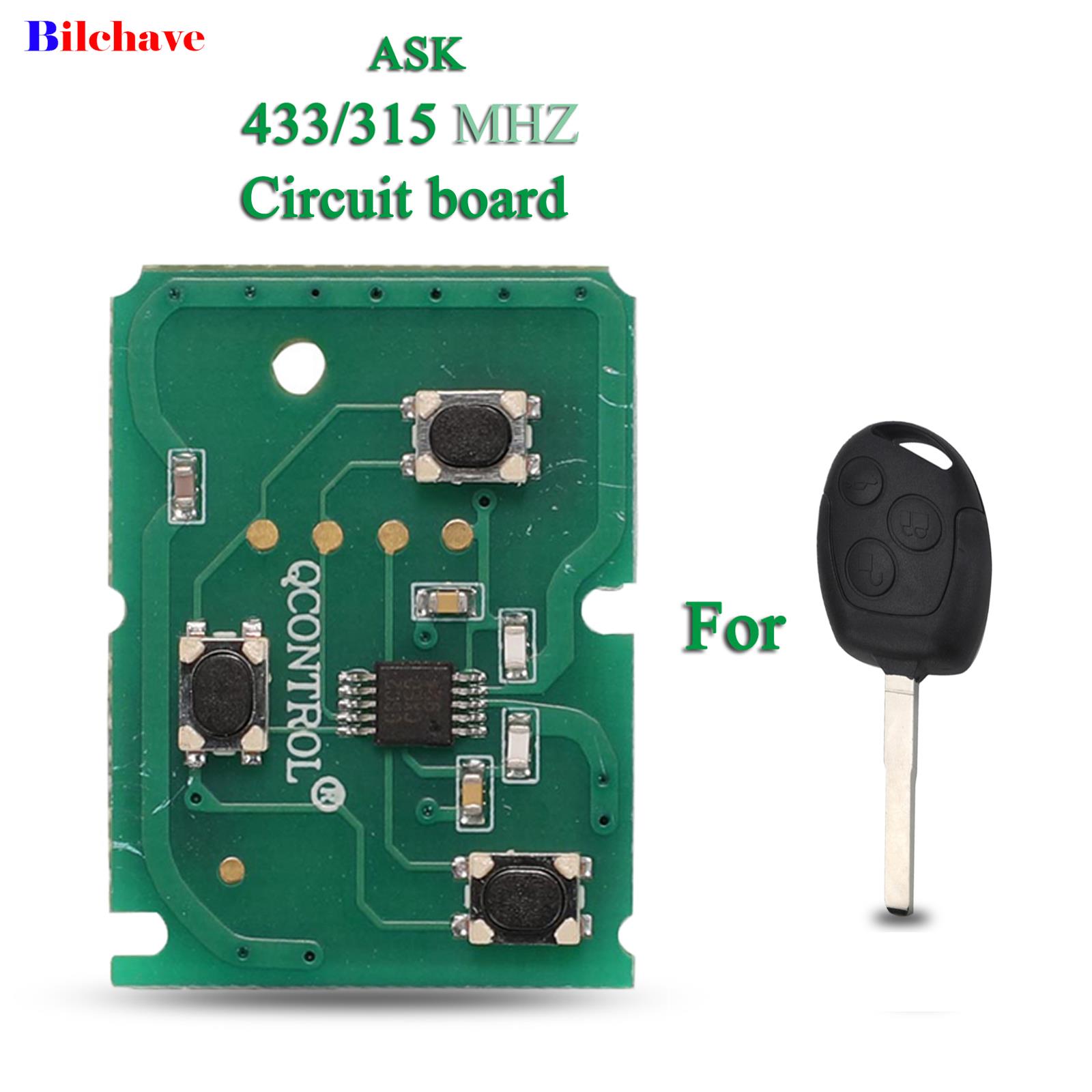 jingyuqin 3 przyciski zdalnego kluczyka samochodowego płytka drukowana ASK 433Mhz/315Mhz pilot do Ford Focus Fiesta Fusion Mondeo Galaxy C-Max S-Max
