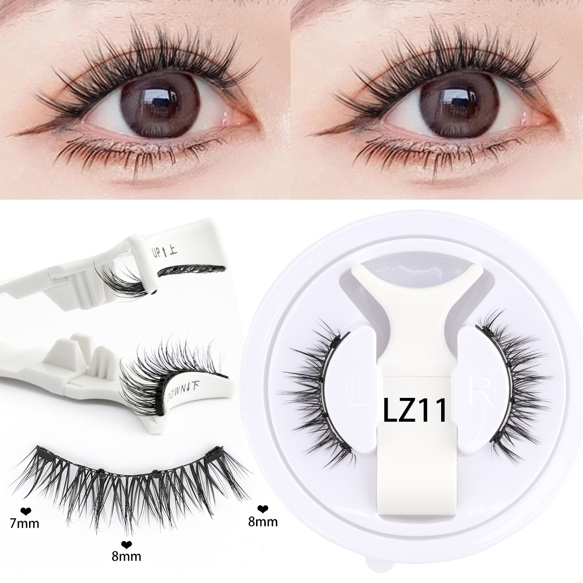 Kit de pestañas magnéticas reutilizables con pinzas magnéticas, pestañas postizas de visón de aspecto Natural, pestañas magnéticas fáciles de aplicar para maquillaje de ojos