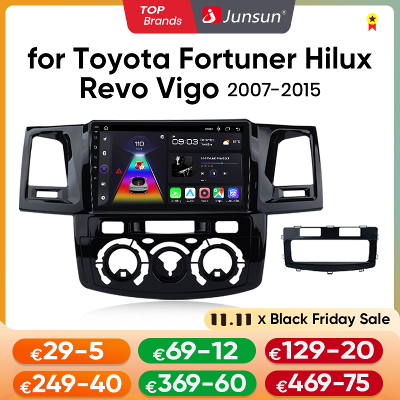 Junsun-Autoradio V1 Plus pour Toyota Fortuner Hilux Revo Vigo 2007-2015, CarPlay sans fil, Android Auto, No 2 Din, DVD