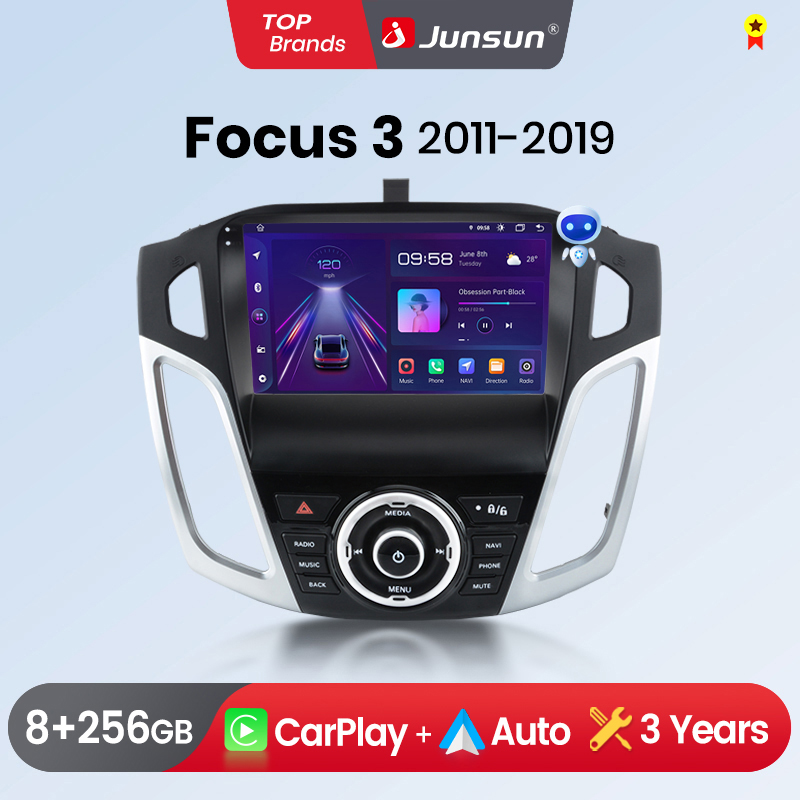 Junsun -Radio con GPS para coche, reproductor Multimedia con Android, CarPlay, estéreo, sistemas inteligentes, para Ford Focus 3 mk3 2011-2019
