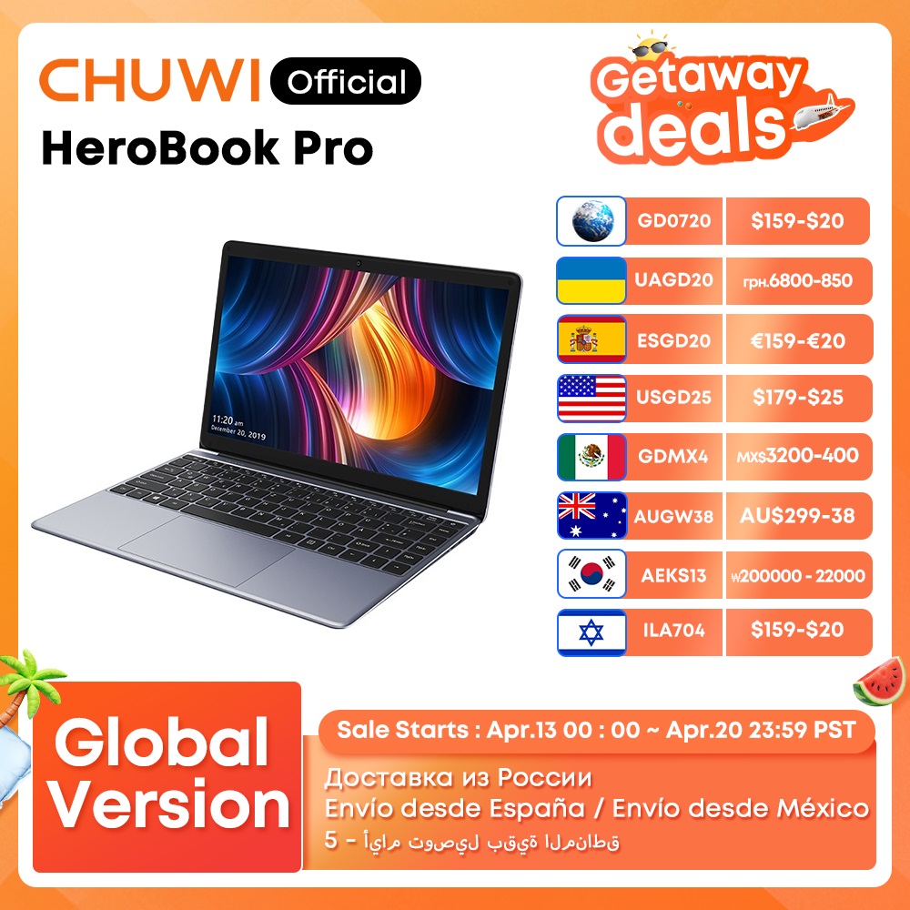 CHUWI HeroBook Pro 14.1" FHD Display Intel Celeron N4020 Dual-core 6GB RAM 128GB ROM Windows 11 Laptop with Full Size Keyboard