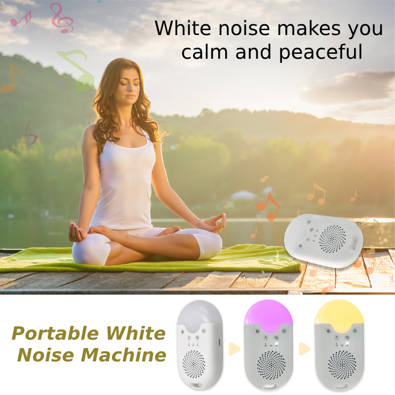 Máquina portátil de ruído branco para bebês com luz noturna RGB e dispositivo de auxílio para dormir com música calmante promove dormir repousante