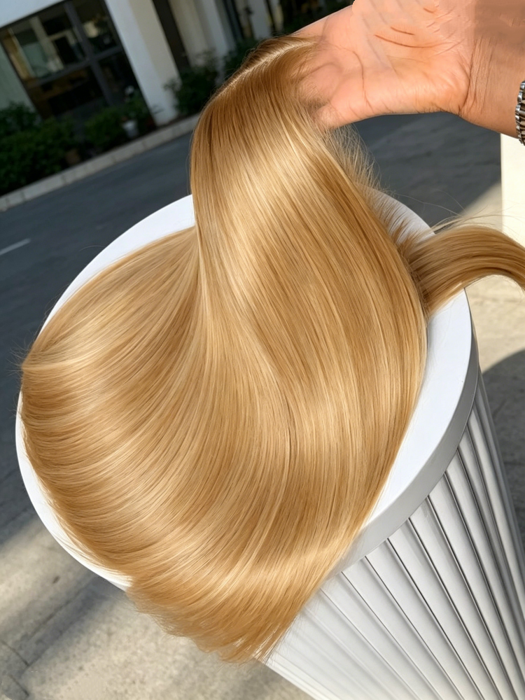 Pelucas de Cabello Humano con Frente de Encaje Transparente HD Rubio Miel 13x6 # 27 Pelucas de Cabello Humano Liso Natural de Malasia de 13x4 con Encaje Frontal en Colores