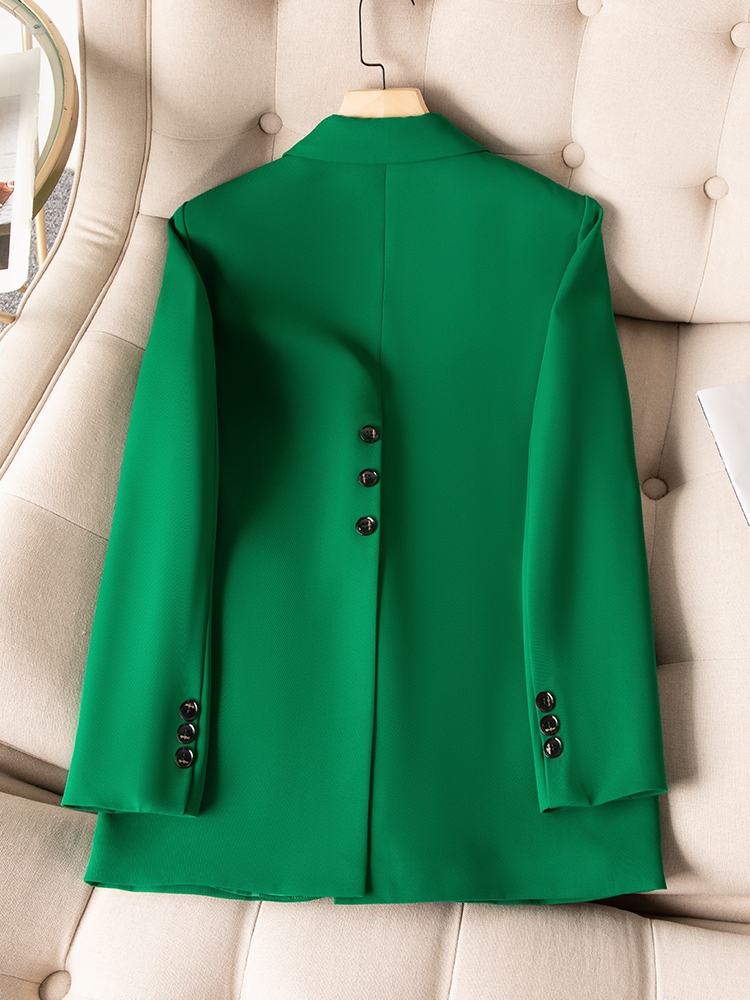 Khaki Schwarz Grün Frauen Solide Formale Blazer Mantel Weibliche Lange Hülse Single Button Gerade Jacke Für Büro Damen Arbeit Tragen