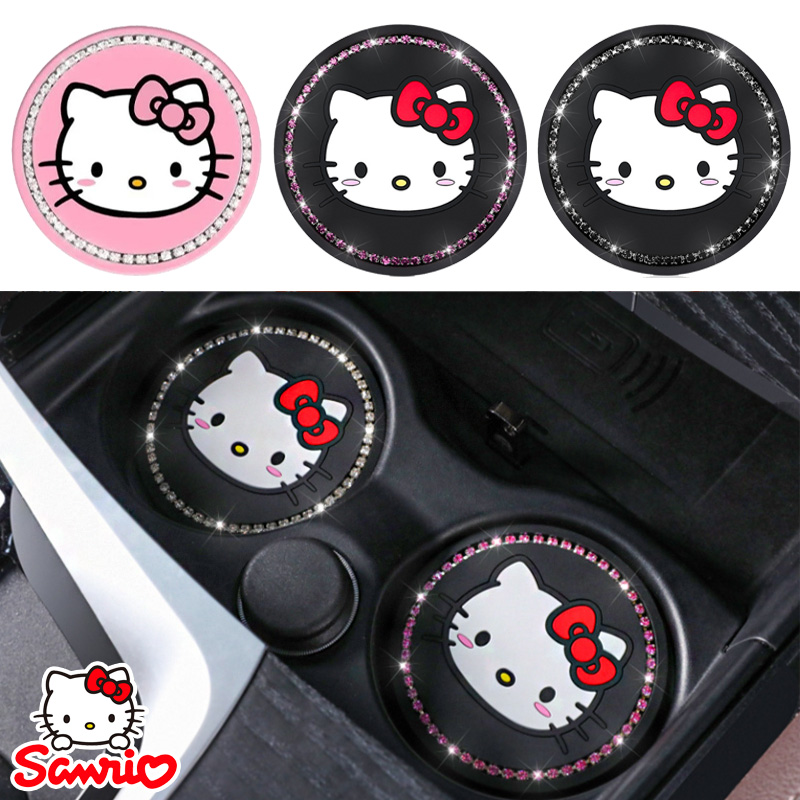 2 шт. силиконовые подставки для автомобильных стаканов Sanrio Hello Kitty, мультяшные, для декора салона автомобиля, противоскользящие коврики, подарки для подруги