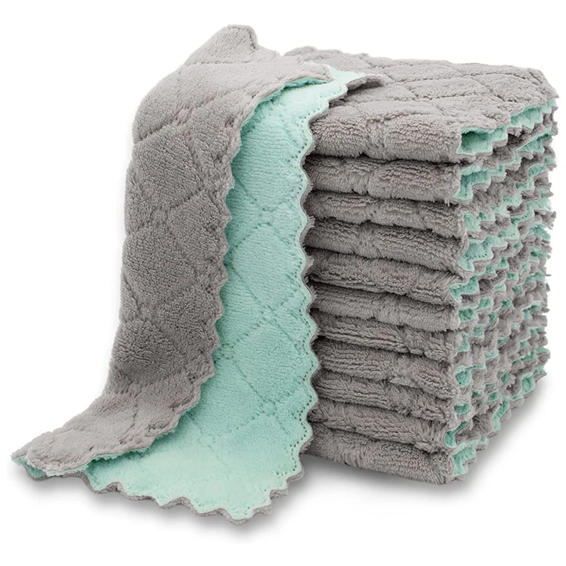 5/10/20pcs ไมโครไฟเบอร์ผ้าครัวผ้าขนหนู Super Absorbent Coral Velvet Dishtowels Nonstick น้ํามันล้างทําความสะอาดได้แห้งเร็ว