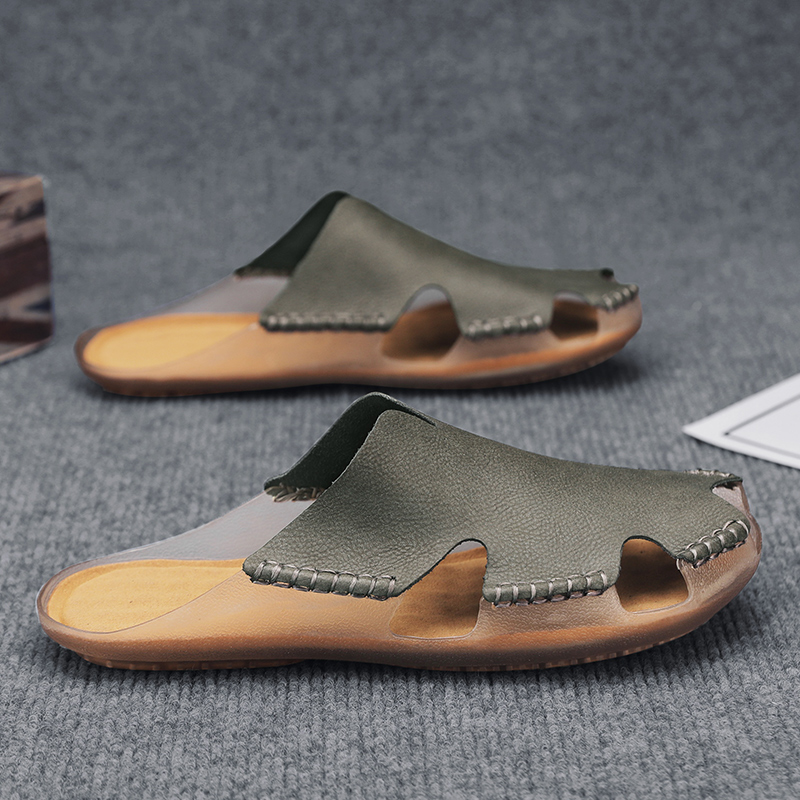Große Größe Männer Leder Sandalen Sommer Klassische Männer Schuhe Hausschuhe Weiche Sandalen Männer Römischen Bequeme Outdoor Walking Schuhe 46 48