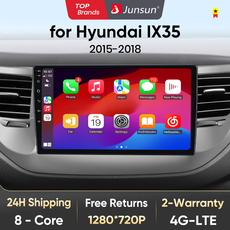 Junsun V1 AI voz inalámbrica CarPlay Android Auto Radio para Hyundai IX35 Tucson 3 2015-2018 4G coche Multimedia GPS 2din autoradio