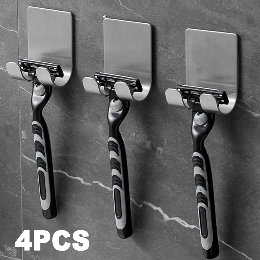 Soporte de pared para maquinilla de afeitar, gancho de almacenamiento de acero inoxidable para hombres, estante de almacenamiento para afeitadora, colgador, soporte para cuchillas de afeitar, 1-4 Uds.