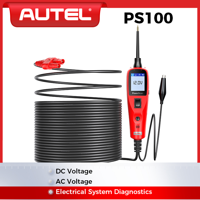 Autel PowerScan PS100 Автомобильный AVOметр Тестер 12 В 24 В Комплект зондов мощности Автомобильная система Инструменты для диагностики аккумуляторов