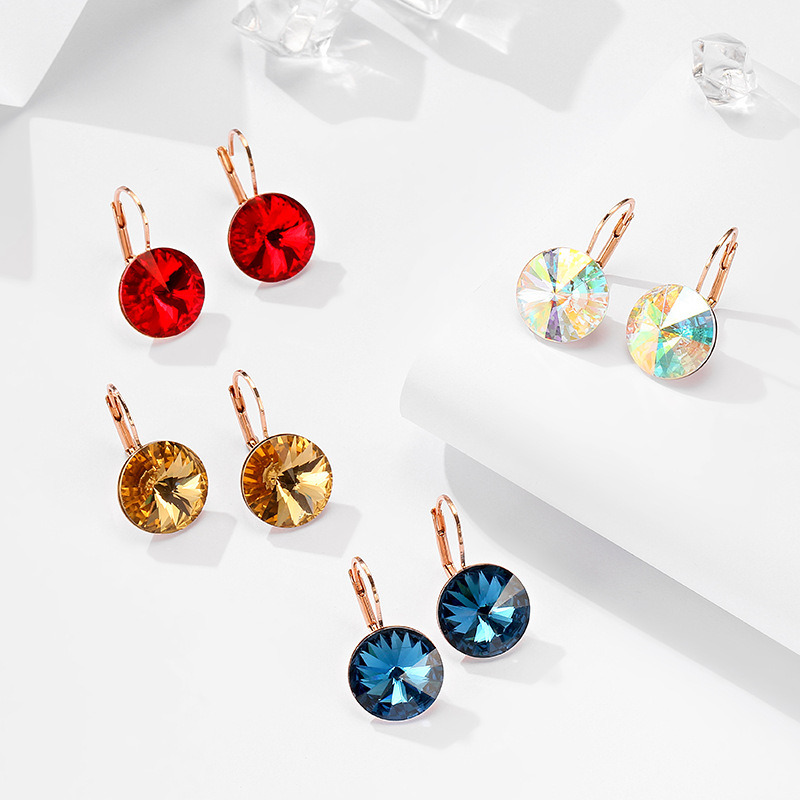 Brinco de argola com cristais clássicos da moda de 14 mm, brincos pendurados, joias de festa para presente feminino