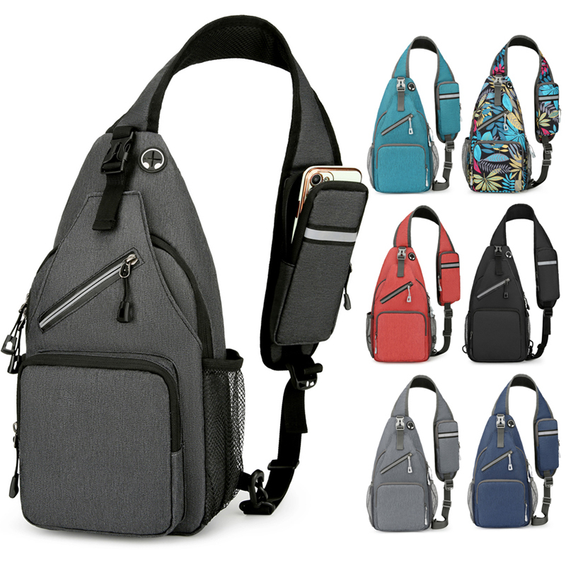Bolsa de peito ajustável masculina, bolsa de ombro portátil, bolsa crossbody, ótima para viagens, camping, esportes ao ar livre!