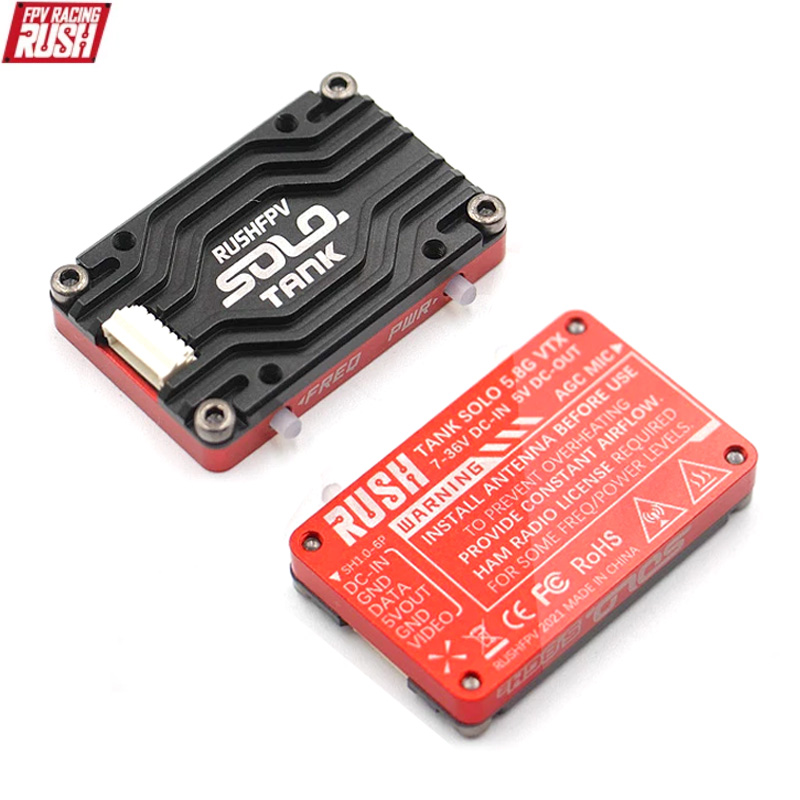 RUSH Solo Tank 5.8G VTX Nadajnik Wideo CNC obudowa 1.6W Wysoka Moc Wbudowany Mikrofon Struktura Odprowadzania Ciepła Dla RC FPV