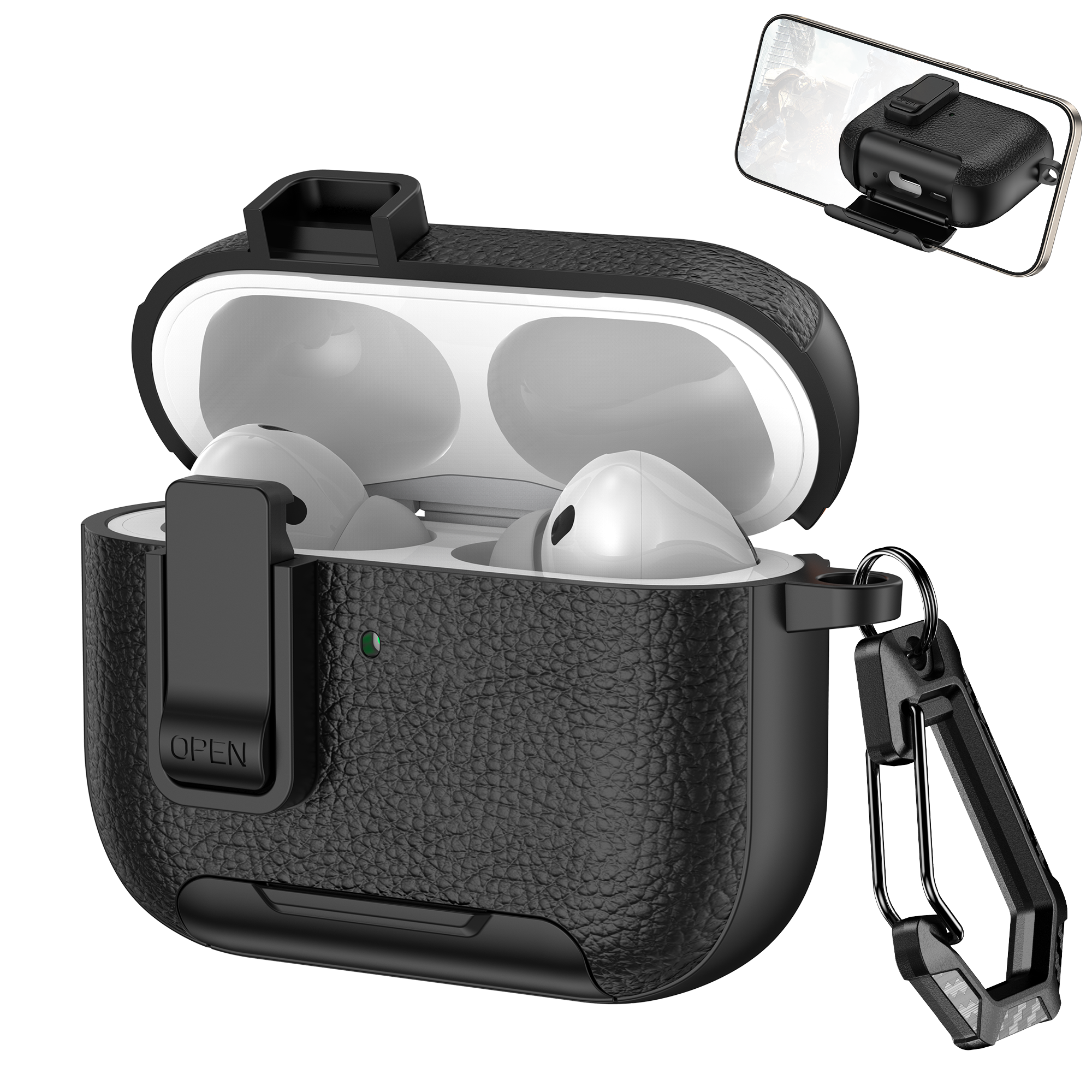 Nouvelle coque pour écouteurs AirPods Pro 3 3ème génération, étui de protection avec verrouillage sécurisé, support de téléphone invisible, texture cuir