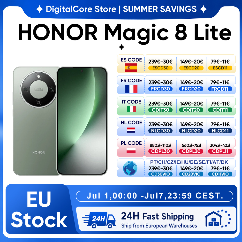 Nowy HONOR Magic8 Lite Wersja EU 2026 Smartfon 5G Android telefony komórkowe bezpieczne telefony komórkowe 6 Gen 4 mAh 7500 kamera IA 108MP OIS