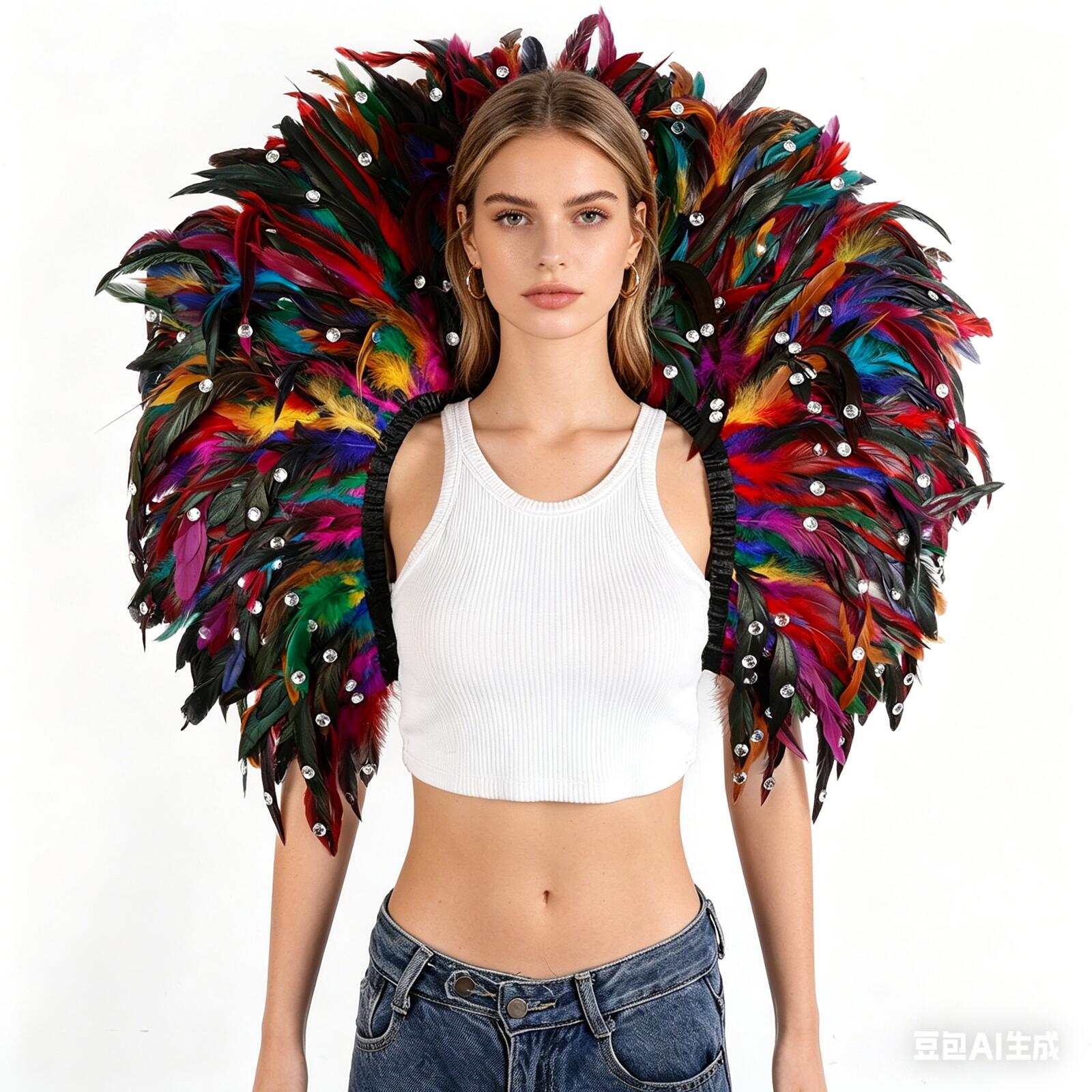 Nuevo Chal de Plumas para Mujer 2026, Estilo Punk, para Disfraces de Halloween y Fiestas de Máscaras, Accesorios de Disfraz