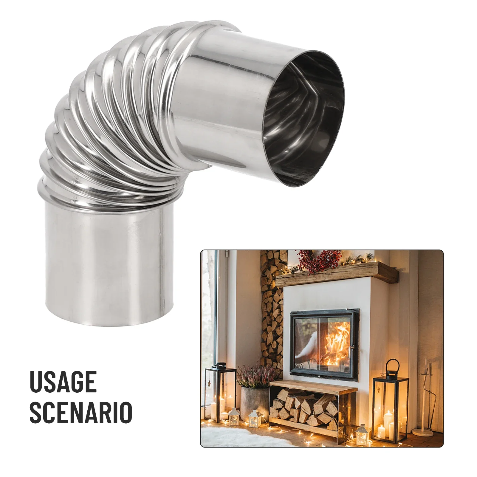 1 Uds. De revestimiento de chimenea de codo de 90 grados de acero inoxidable, curva de 50/60/80/100mm, tubo de estufa de combustión para acampar al aire libre, estufas de leña, chimenea