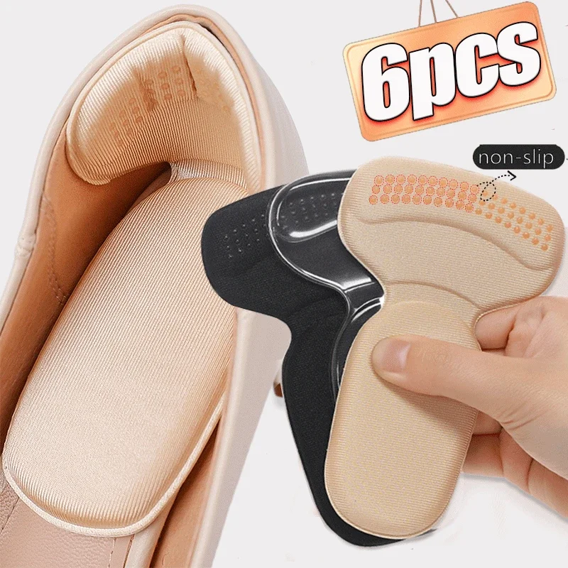 6 coussinets de talon en éponge pour chaussures trop grandes, ajustement de la taille, protecteurs de talon autocollants, inserts anti-douleur pour talons hauts, semelles intérieures pour femmes