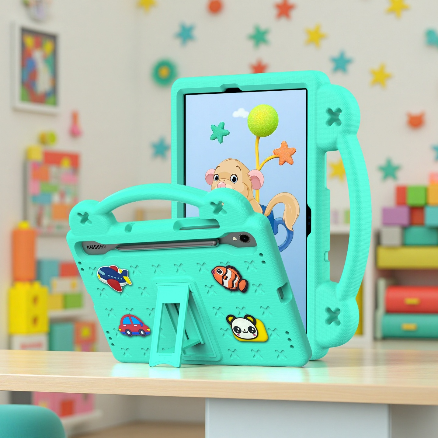 Étui pour enfants pour Samsung Galaxy Tab S10 Lite | Tab S10 FE |   Tab S9 plus | 10,9 pouces | Housse antichoc EVA pour enfants avec sangle de transport et support